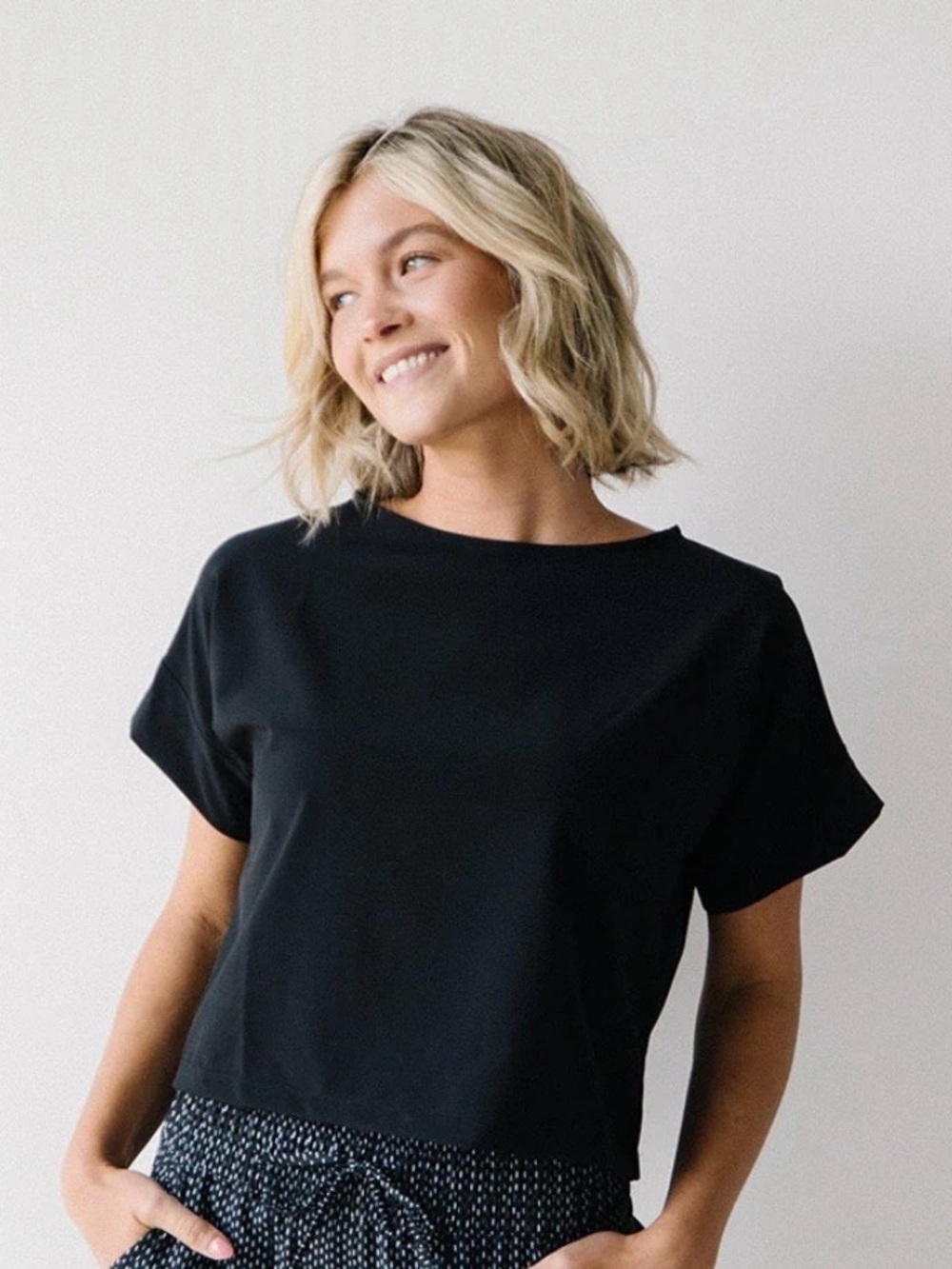 Albion Black Boxy Short-Sleeve Tee